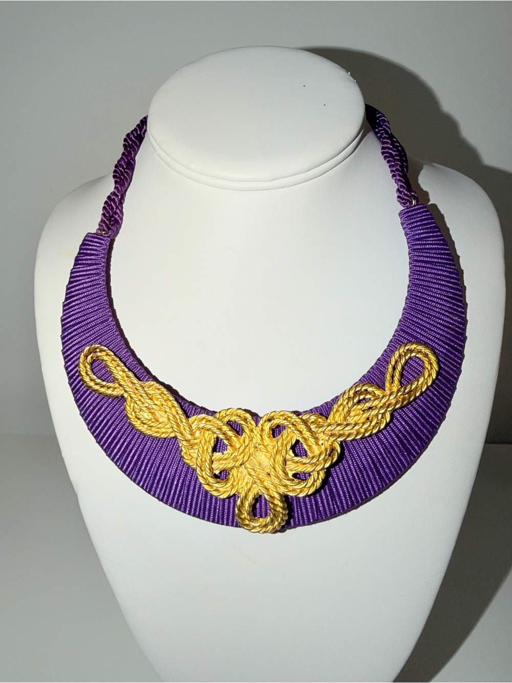 Vintage Purple and Gold-Tone Statement Rope Collar Necklace